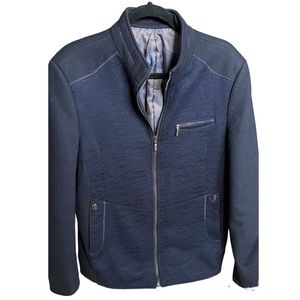 DmK Fashion & Classic Blue/Black Zebra Print Zip Jacket